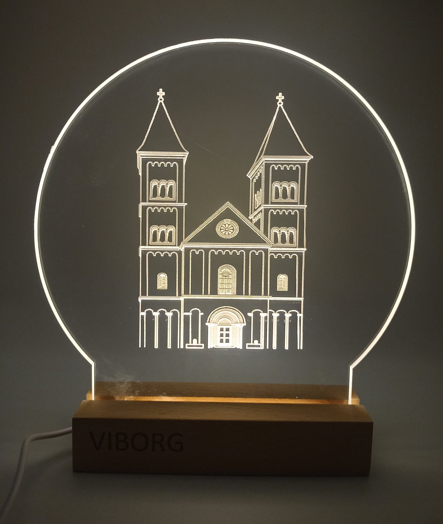 Viborg Domkirke på LED fod - 20 cm - Dansk produceret