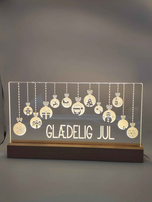 Julelys på LED fod - 30 cm julekugler - Dansk produceret