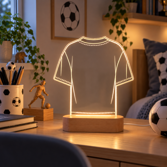 Personlig navnelampe LED sportstema - dansk produceret - eksempel med navn og nummer