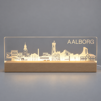Aalborg Skyline - LED lys fra Dejligelys på grå baggrund