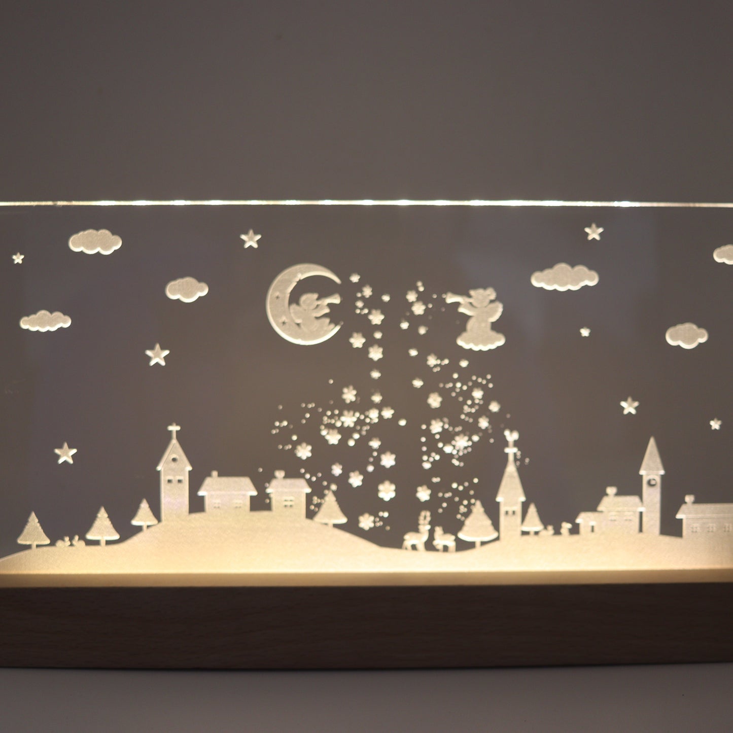 Julelys på LED fod - 30 cm Byens scene - Dansk produceret