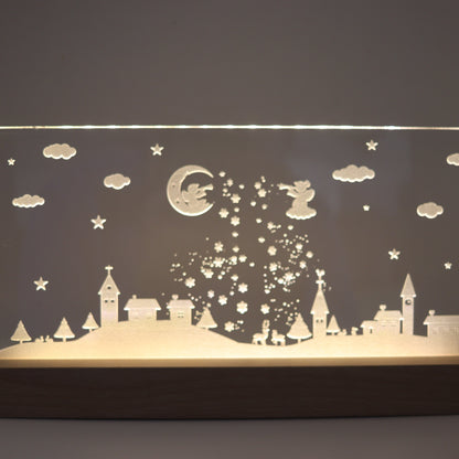 Julelys på LED fod - 30 cm Byens scene - Dansk produceret