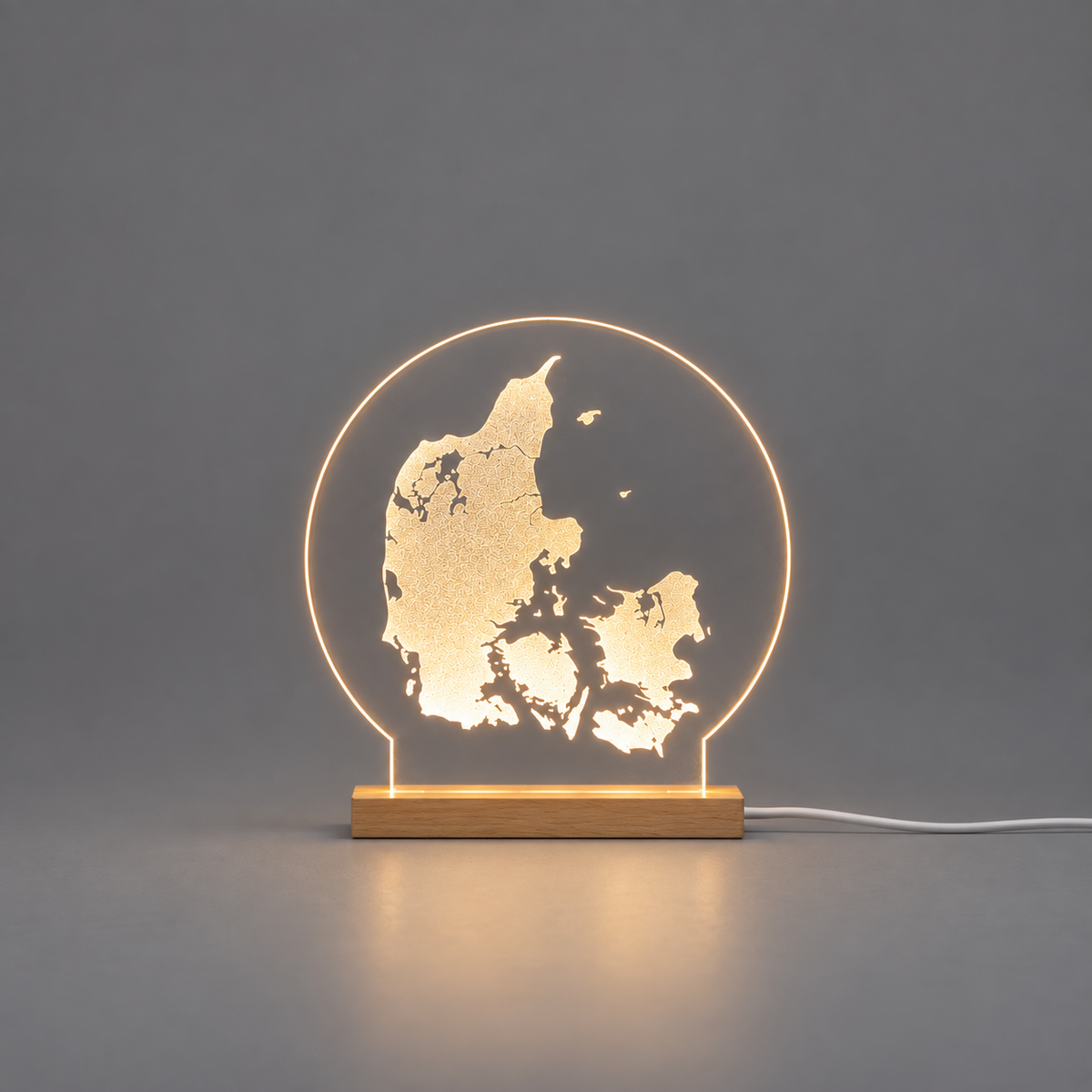 Danmark 15 cm - LED lys fra Dejligelys på grå baggrund