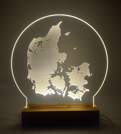 Danmark på LED lys fod - Dansk produceret 20 cm
