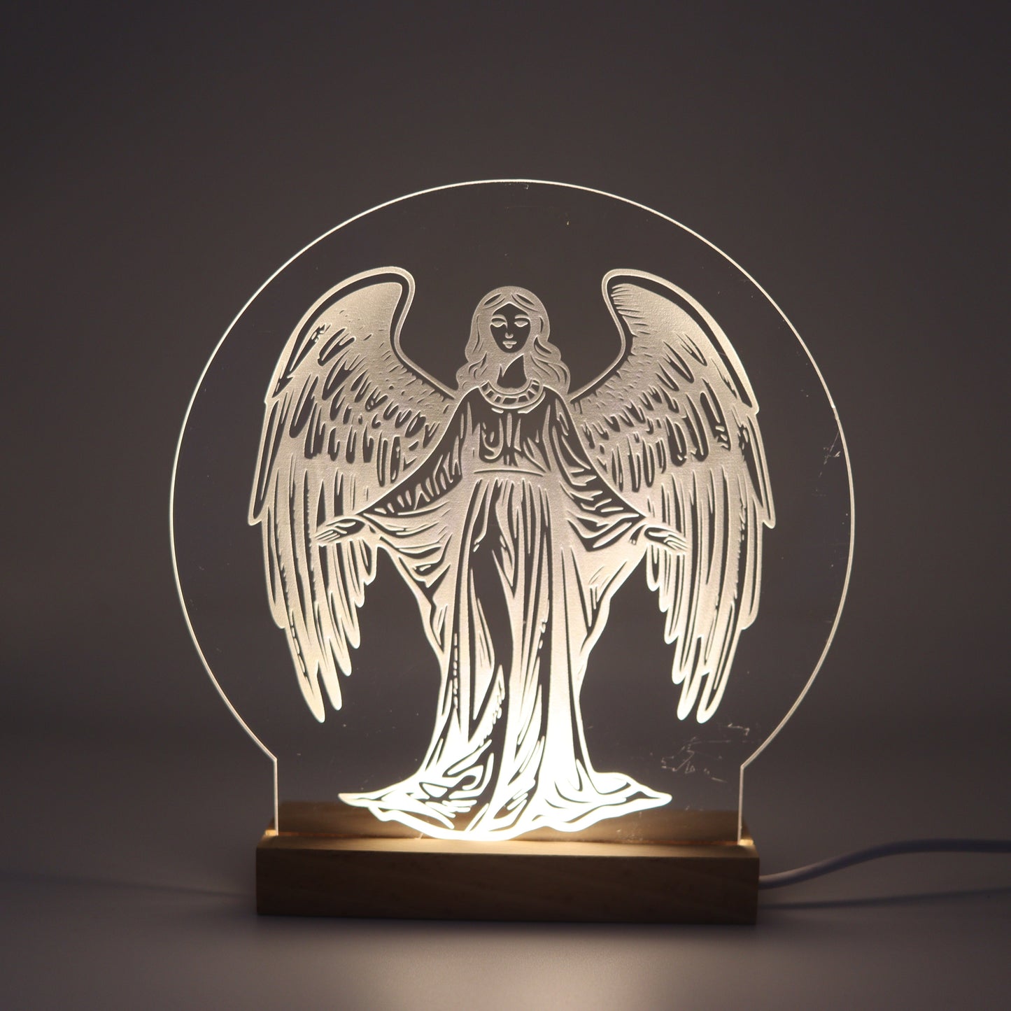 Julelys på LED fod - 15 cm engel- Dansk produceret