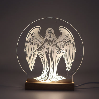 Julelys på LED fod - 15 cm engel- Dansk produceret