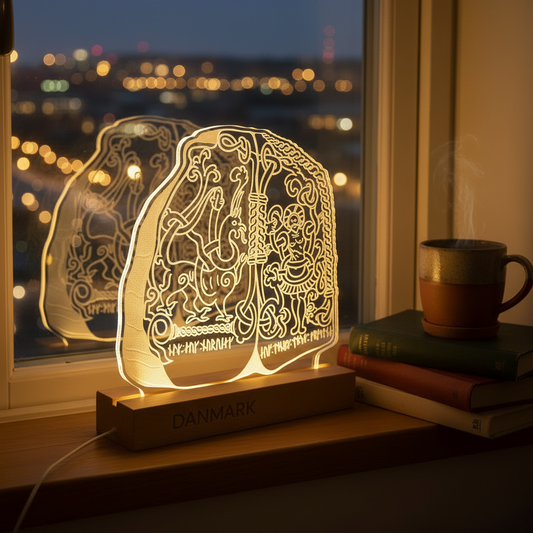 Danmarks historie i LED lys - Den store Jellingesten - Dansk produceret 20 cm