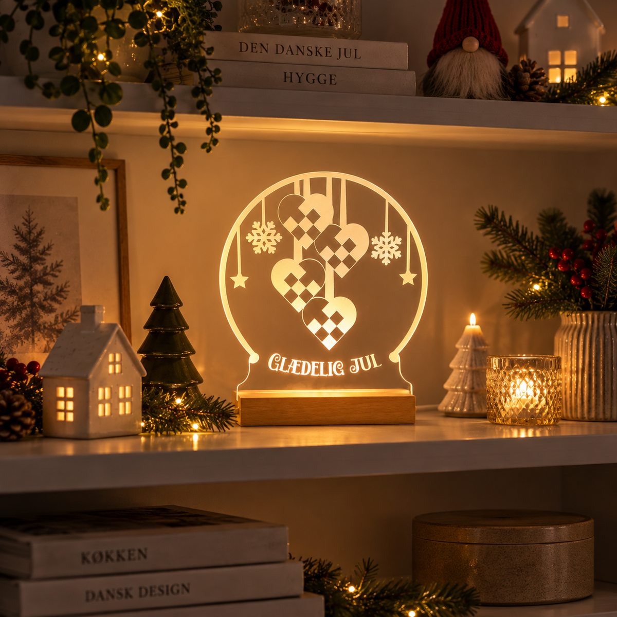 Julehjerter 15 cm - LED lys fra Dejligelys som julegave