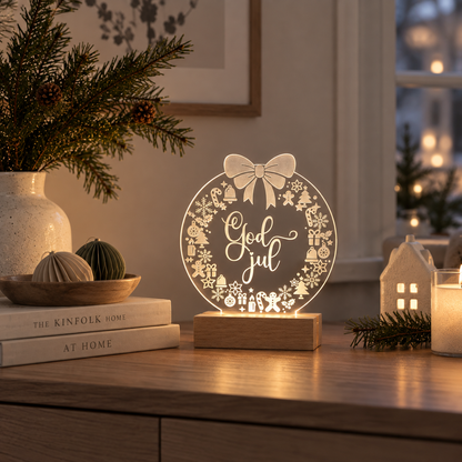Julelys julekrans 15 cm - LED julelys dansk produceret