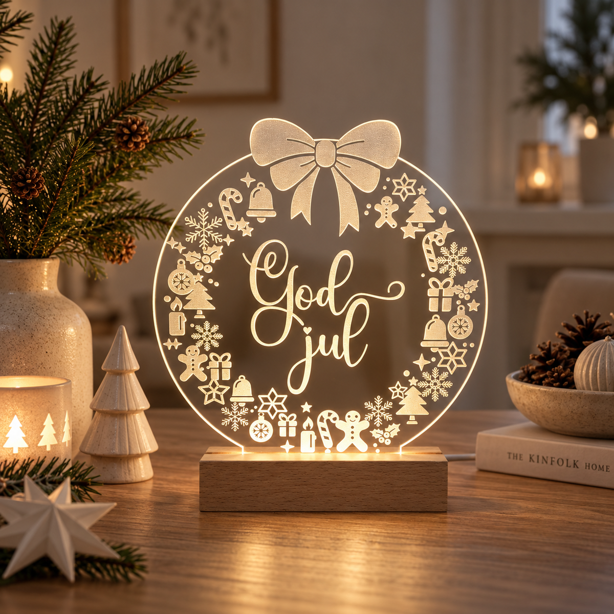 Julelys julekrans 15 cm - LED julelys dansk produceret - detaljebillede