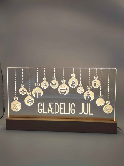 Julelys på LED fod - 30 cm julekugler - Dansk produceret