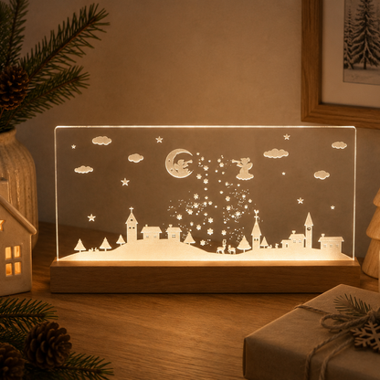 Julelys på LED fod - 30 cm Byens scene - Dansk produceret
