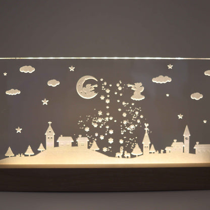 Julelys på LED fod - 30 cm Byens scene - Dansk produceret