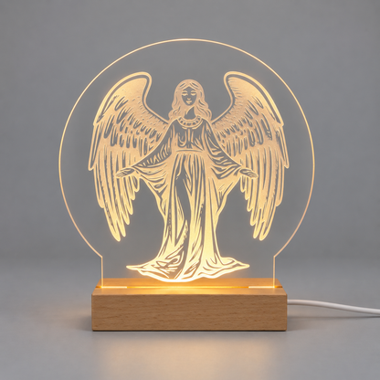 Julelys engel 15 cm - LED lys fra Dejligelys på grå baggrund