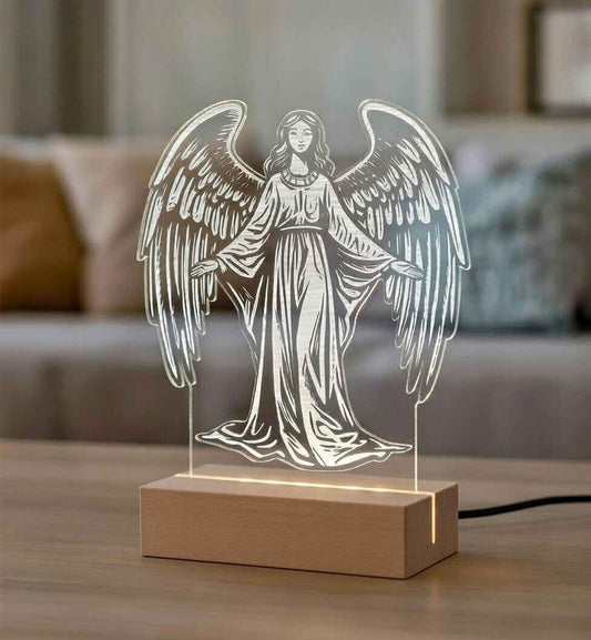 Julelys på LED fod - engel - Dansk produceret 20 cm