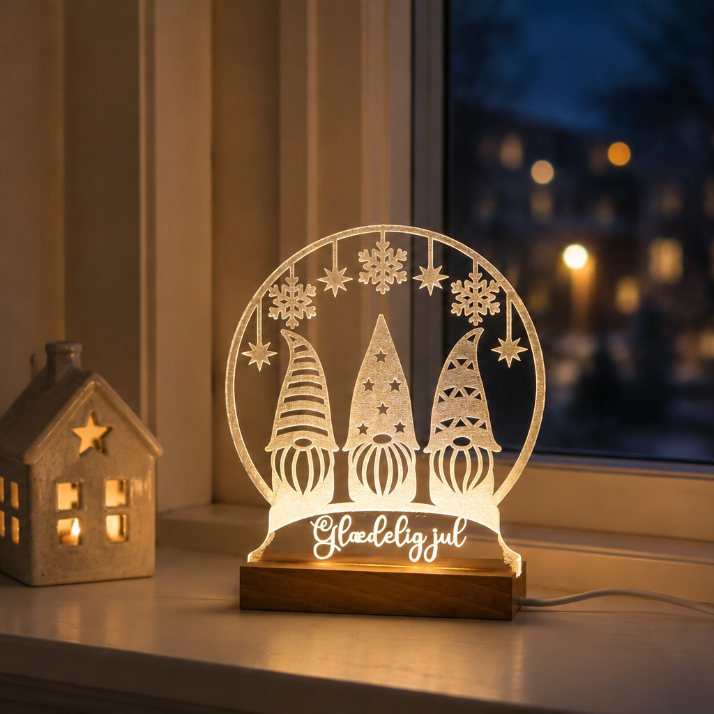 Julelys på LED fod - Nisser - Dansk produceret
