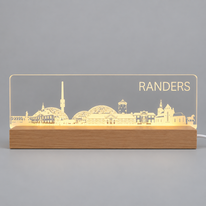 Randers Skyline - LED lys fra Dejligelys på grå baggrund