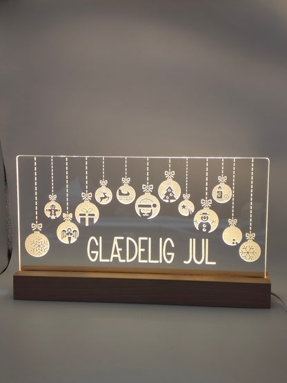Julelys på LED fod - 30 cm julekugler - Dansk produceret
