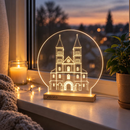Viborg Domkirke 15 cm - LED lys fra Dejligelys på grå baggrund
