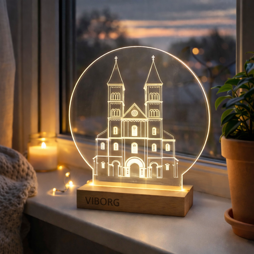 Viborg Domkirke på LED fod - 20 cm - Dansk produceret - Dejligelys.dk
