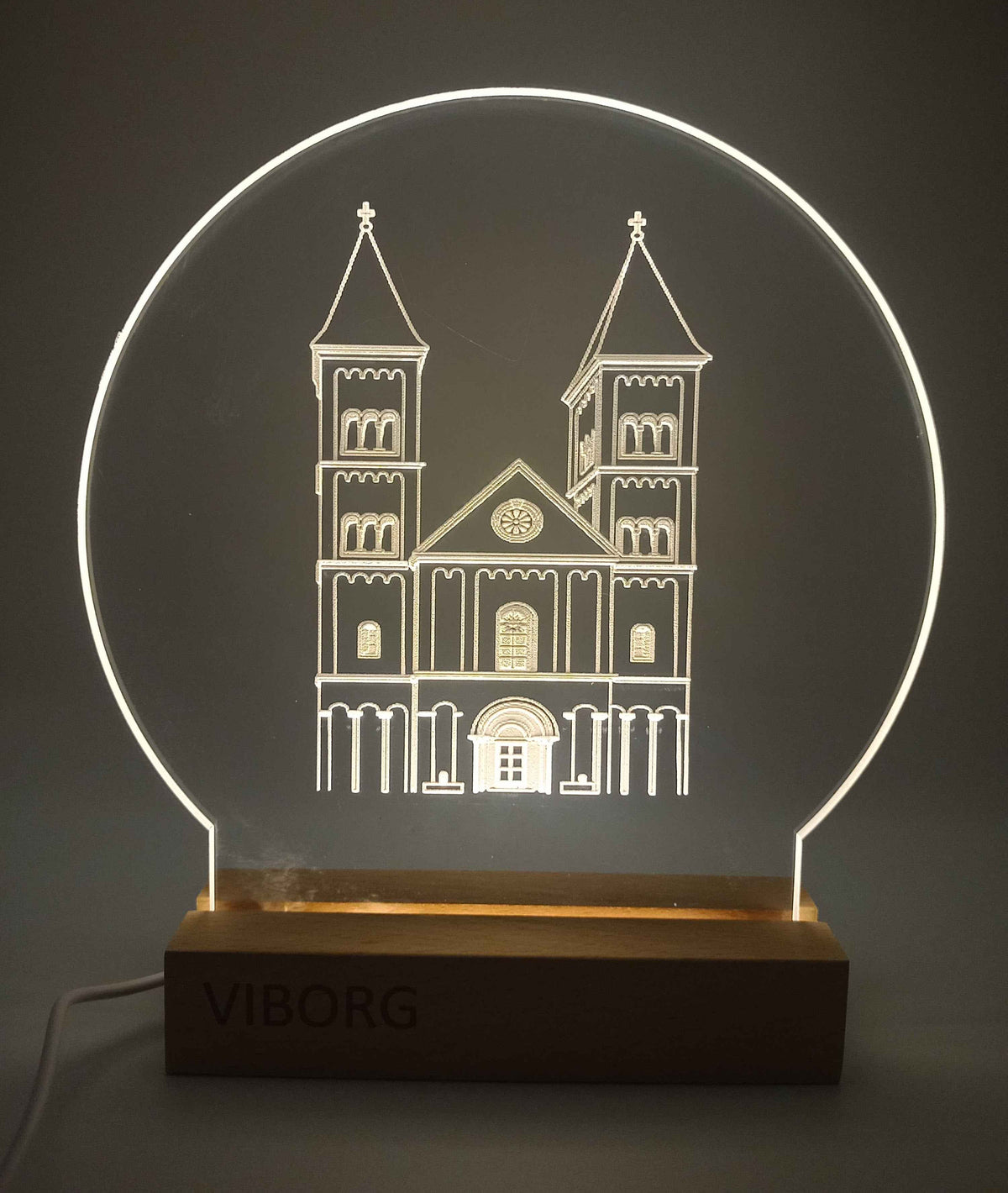 Viborg Domkirke på LED fod - 20 cm - Dansk produceret